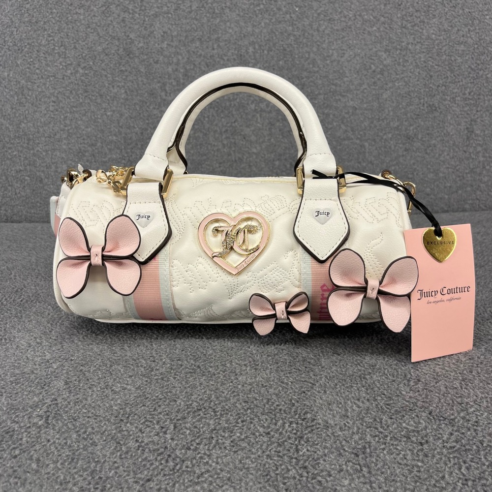 Juicy Couture‎ Mini Barrel Bag "Save The Best For Last" Bow Heart Y2K Crossbody